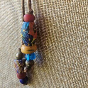 Vintage Trade Bead Lariat Necklace